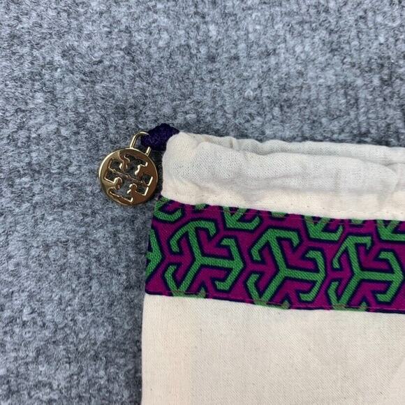Tory Burch Dust Bag 14.5 in x 12 in Canvas Drawstring Strap Geometric Trim Charm - Picture 3 of 9